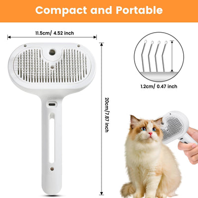 3 In 1 Cat Steam Brush, Pet Steam Brush For Cat Dog Long Short Haired, Pet Spray Hair Removal Comb For Small Animals Shedding & Grooming, Water Mist Spray Brushes With Release Button - 5 - CJ
