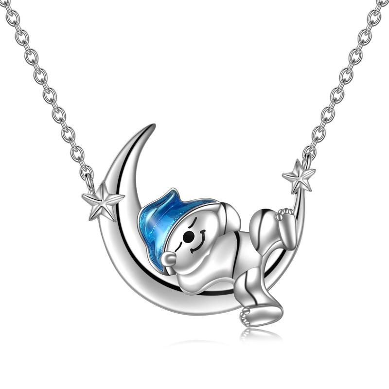 Sterling Silver Bear Necklace Bear Moon Pendant Cute Animal Jewelry Bear Gifts for Women - 5 - cjdropshipping
