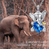 Elephant Urn Necklaces Sterling Silver Heart Cremation Memorial Keepsake Necklace Jewelry Gifts for Women