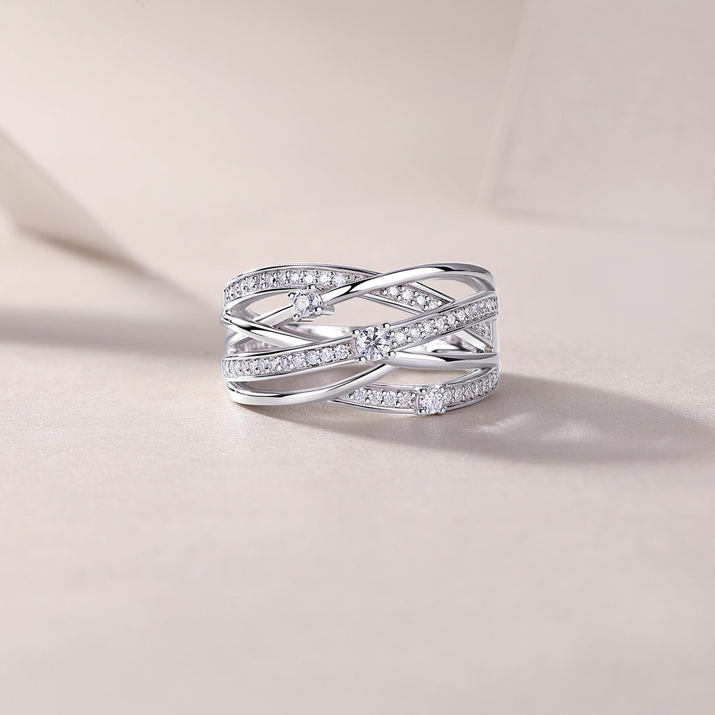 Star Ring Diamond Ring Luxury Fashion Set Moissanite Silver Ring