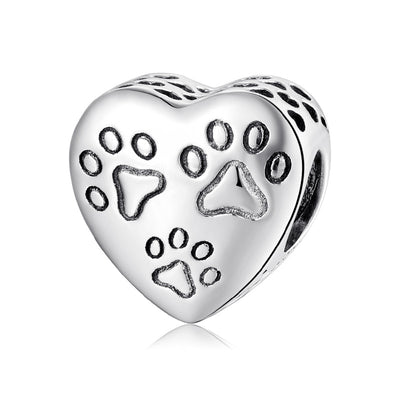 S925 Sterling Silver Beads Cute Dog Element Dog Paw Print Series Beaded Pendant DIY Accessories Loose Beads - 4 - CJ