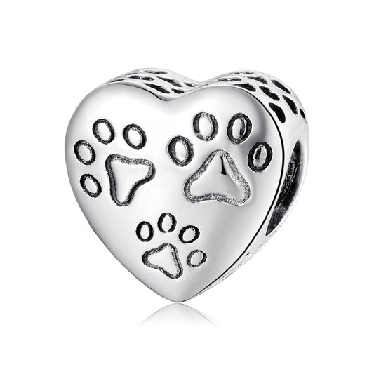 S925 Sterling Silver Beads Cute Dog Element Dog Paw Print Series Beaded Pendant DIY Accessories Loose Beads - 4 - CJ