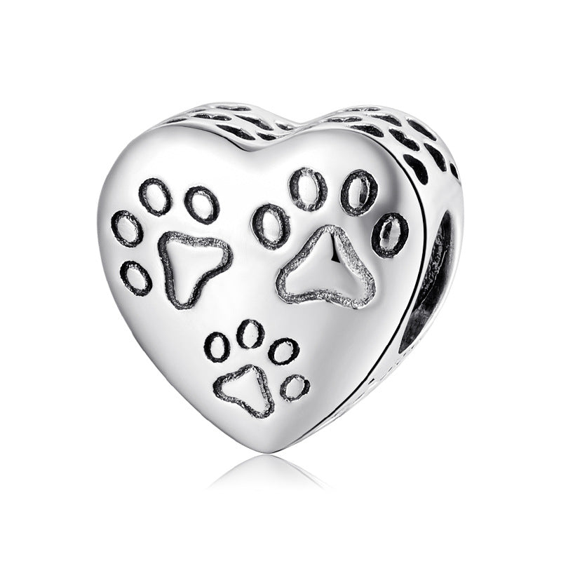 S925 Sterling Silver Beads Cute Dog Element Dog Paw Print Series Beaded Pendant DIY Accessories Loose Beads - 4 - CJ
