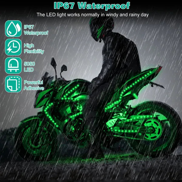 6Pcs Motorcycle LED Light Strips Multi - Color Neon Light Kits Waterproof DC 12V RGB Atmosphere Lights - 5.0 - CJ