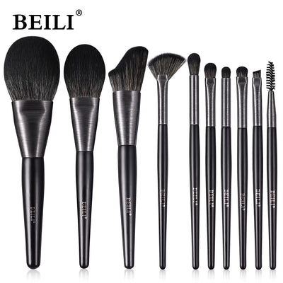 Beili Christmas Gift Makeup Brush Set Of 10, Kabuki Brushes With Synthetic Hair For Foundation, Concealer, And Eyeshadow. - 5 - CJ