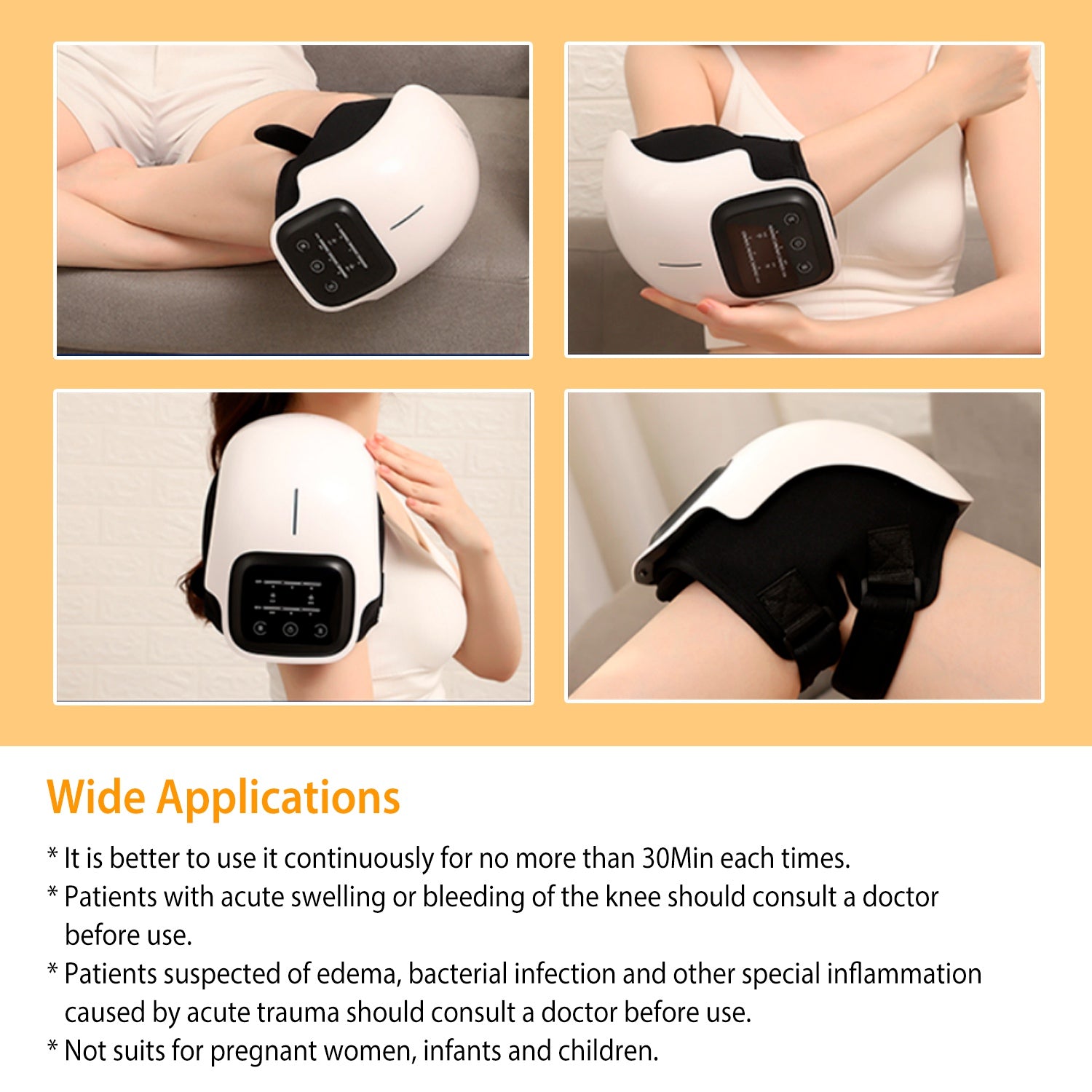 1Pc Electric Rechargeable Knee Massager Infrared Heat Pain Relief Therapy Knee Brace Wrap With Air Pressure Kneading Timer Temperature Adjustment - 5 - CJ