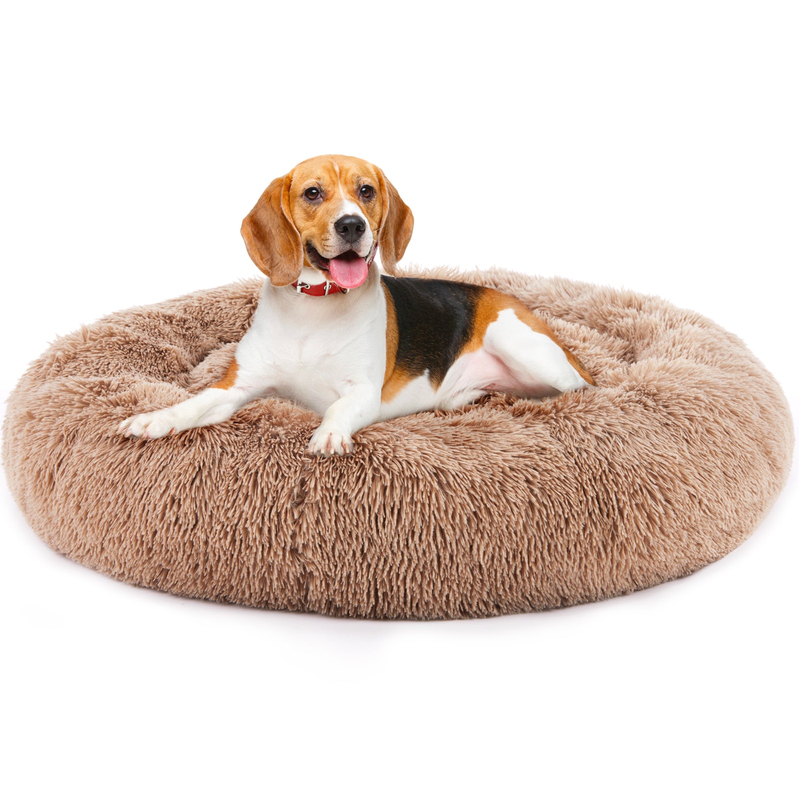 24 Inch Anti - Slip Round Fluffy Plush Faux Fur Cat Bed, Fits Up To 25 Lbs Pets - 5 - CJ