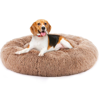 24 Inch Anti - Slip Round Fluffy Plush Faux Fur Cat Bed, Fits Up To 25 Lbs Pets - 5 - CJ