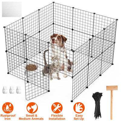 1Pc Small Animal Playpen With Door Dog Metal Playpen Small Medium Kitten Puppy Guinea Pig Rabbit Kennel Small Animal Cage Metal Wire Fence For Indoor Outdoor Yard Camping - 5 - CJ