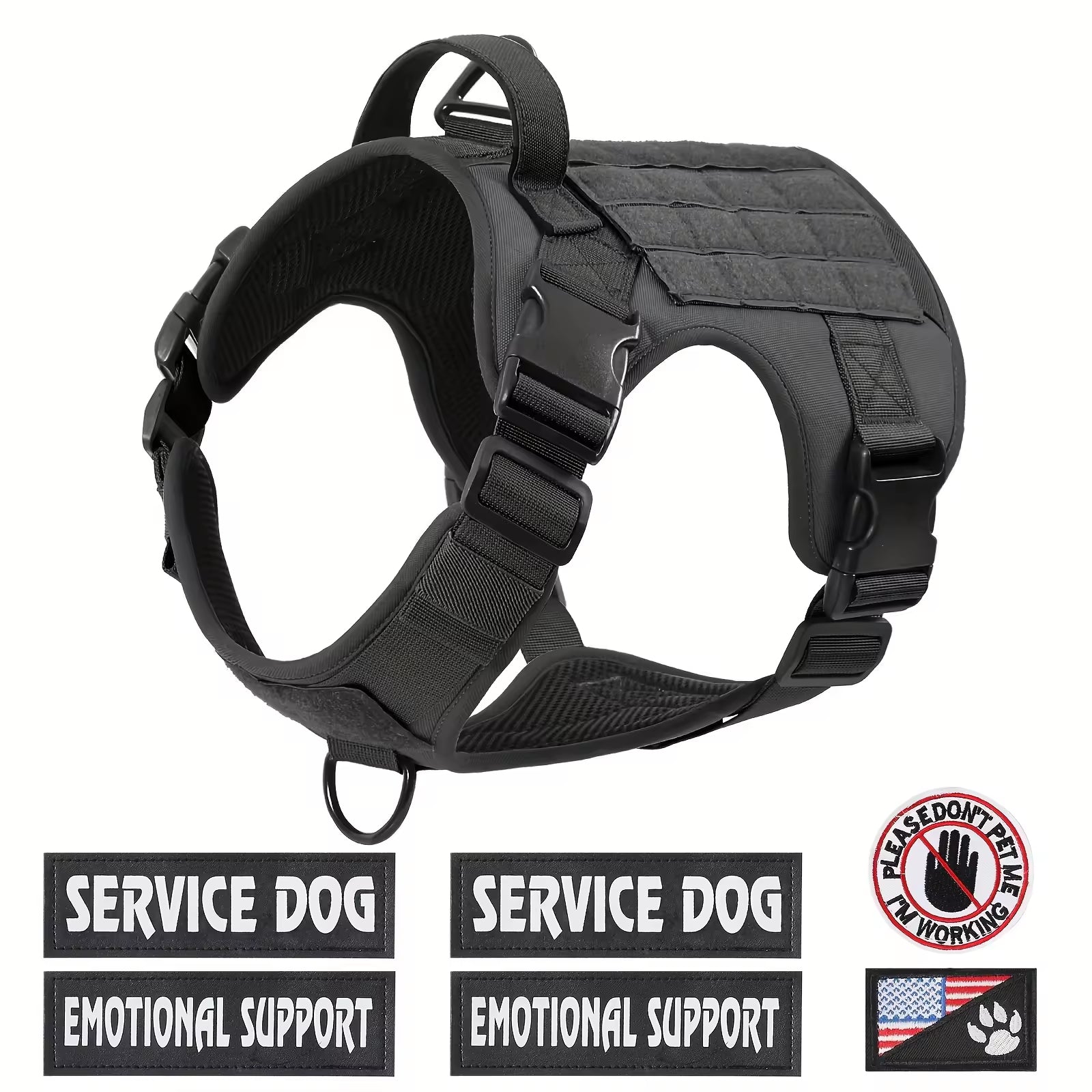 Tactical Pet Chest Service Dog Harness Vest Adjustable Reflective Dog Harness Metal Buckle Hiking Training - 5 - CJ