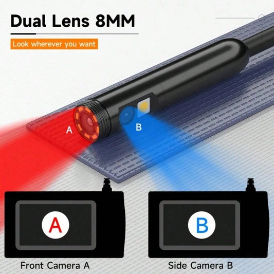 4.3 Inch Dual Lenses Endoscope Camera With Light, With 32GB Memory Card - Waterproof Borescope Camera With 8 Adjustable LED Lights,  LCD Screen, HD 1080P Inspection Camera, 5M Semi - Rigid Cord For Vehic - 5 - CJ