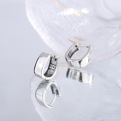 925 Silver Tide Retro Thai Silver Smooth Faced Small Group Premium Round Ear Buckle Earrings - 4 - https://x.com/titan_prim62775J