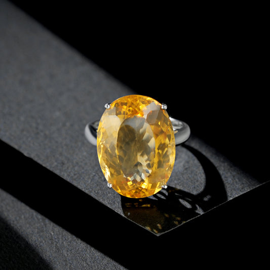 Luxury 20Ct Oval Natural Topaz Ring S925 Sterling Silver - 4 - CJ