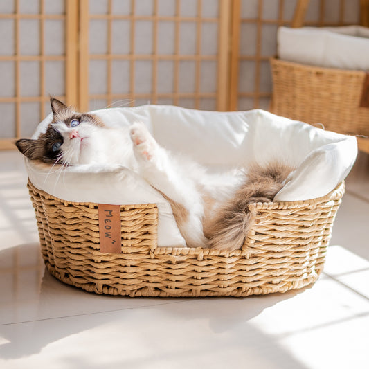 Hand - woven Warm Universal Rattan Basket Pet Nest - 0 - CJ