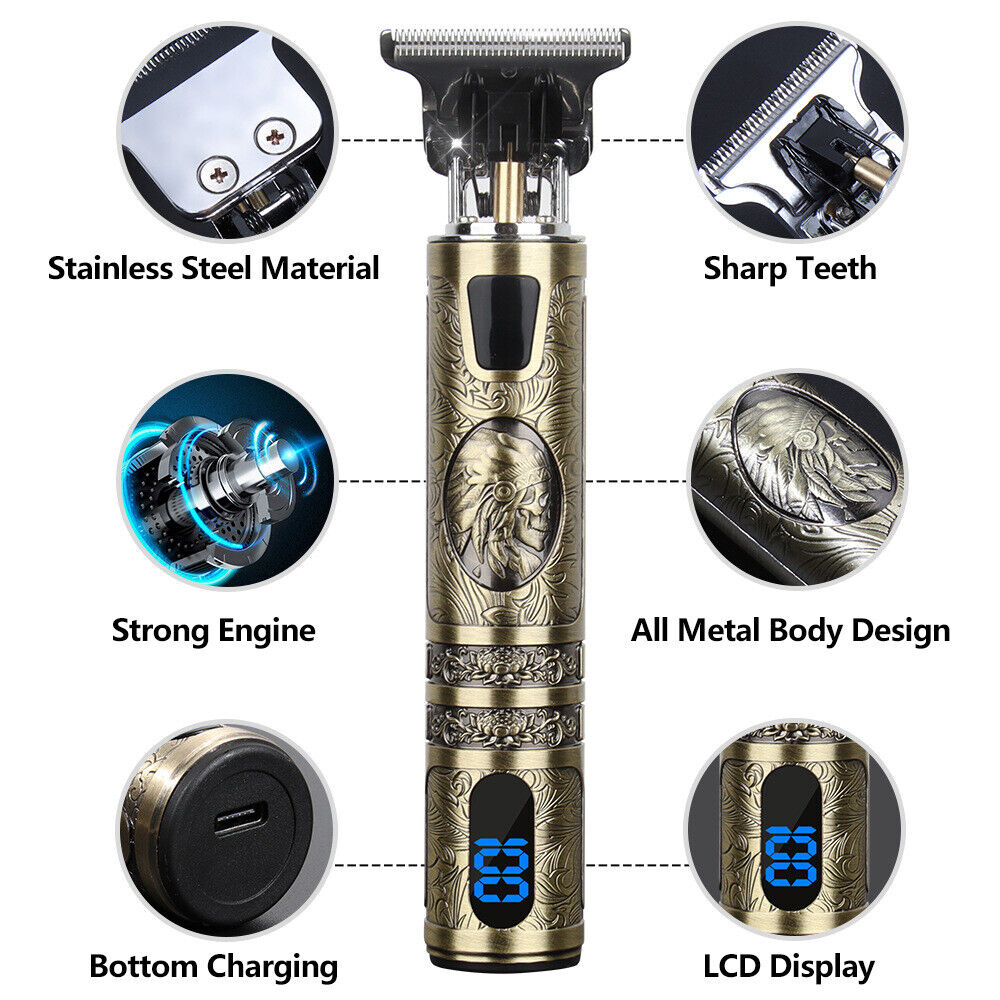 Beard Trimmer Hair Clippers Men's Shaver Cordless Hair Cutting Kit Barber Shaving Machine USB Rechargeable - 5 - CJ