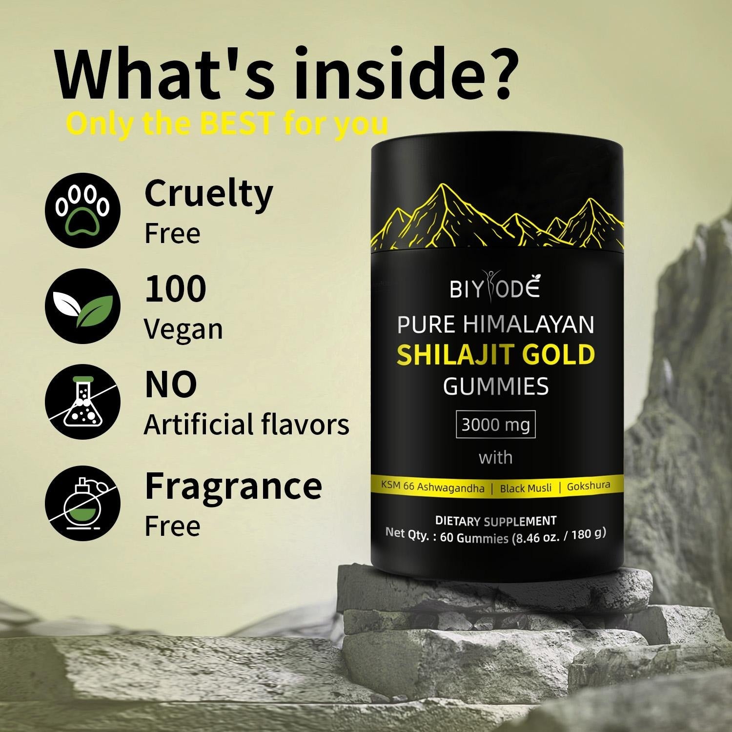 Pure Himalayan Shilajit Gummies  With Ashwagandha, Gokshura & Other Herbs No Added Sugar 60 Chewables Edible Supplement - 5 - CJ