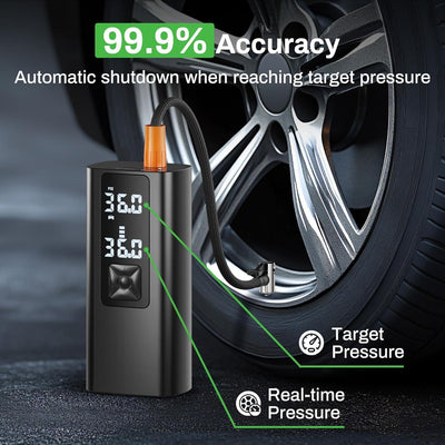 Portable Car Air Pump, Car Tire Automatic Air Pump, Lithium Battery Air Pump With Pressure Gauge And Led Screen, Suitable For Cars, Motorcycles, Bicycles, Balls - 5 - CJ