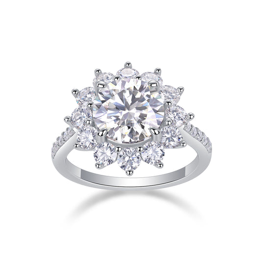 1Sunflower - A Fashionable Diamond Jewelry Piece Set With 3 - carat Moissanite S925 Sterling Silver And Platinum Diamond Ring Prohibit TikTok sales - 5 - CJ