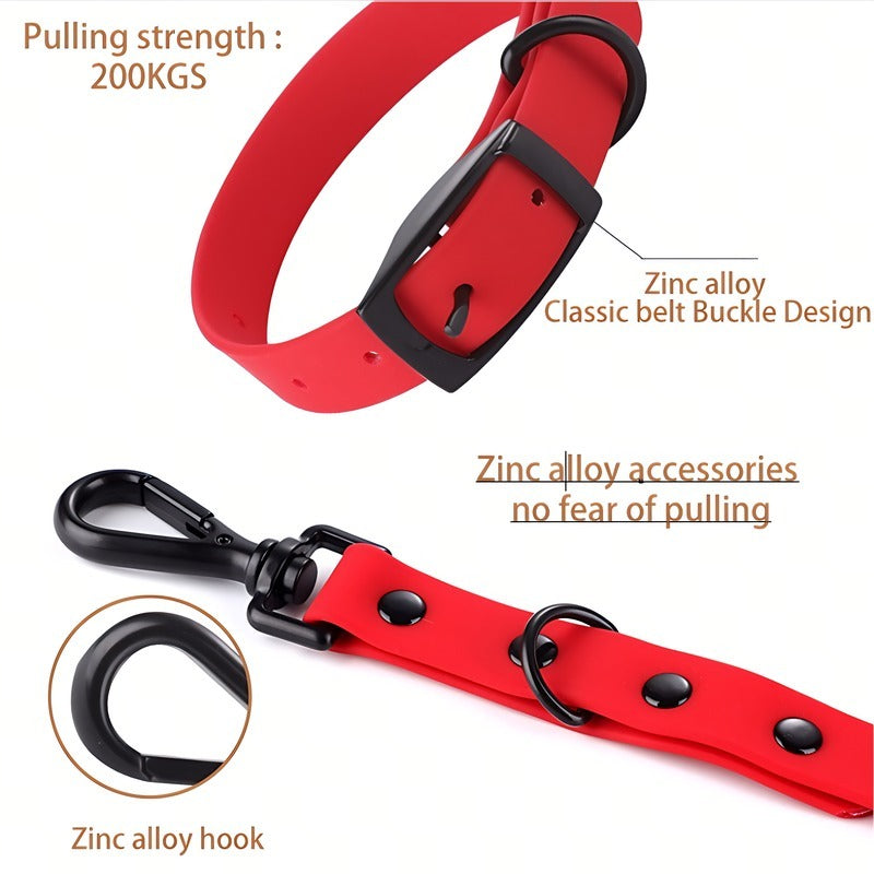 Pet Silicone Collar And Leash Set Comes With A Suitable For Small And Large Dogs, Waterproof And Easy To Clean