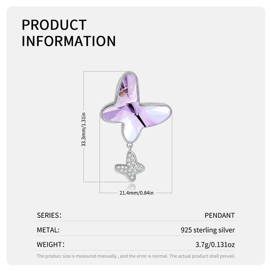 Shining Purple Butterfly Necklace 925 Sterling Silver Personalized Ins Sweater Chain - 4 - https://x.com/titan_prim62775J