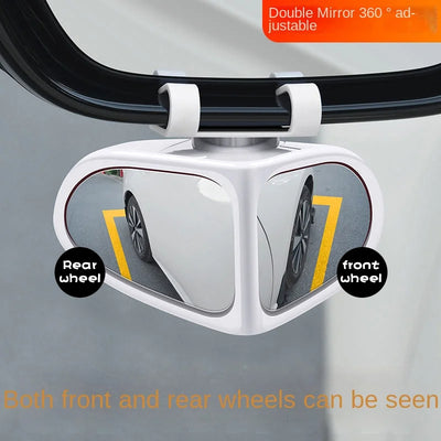 Car Reversing Small Round Mirror Front And Rear Wheel Wide - Angle Mirror Double - Sided Auxiliary Rearview 360 Adjustable Wide Angle Side Rear View Mirror For Car - 5.0 - CJ