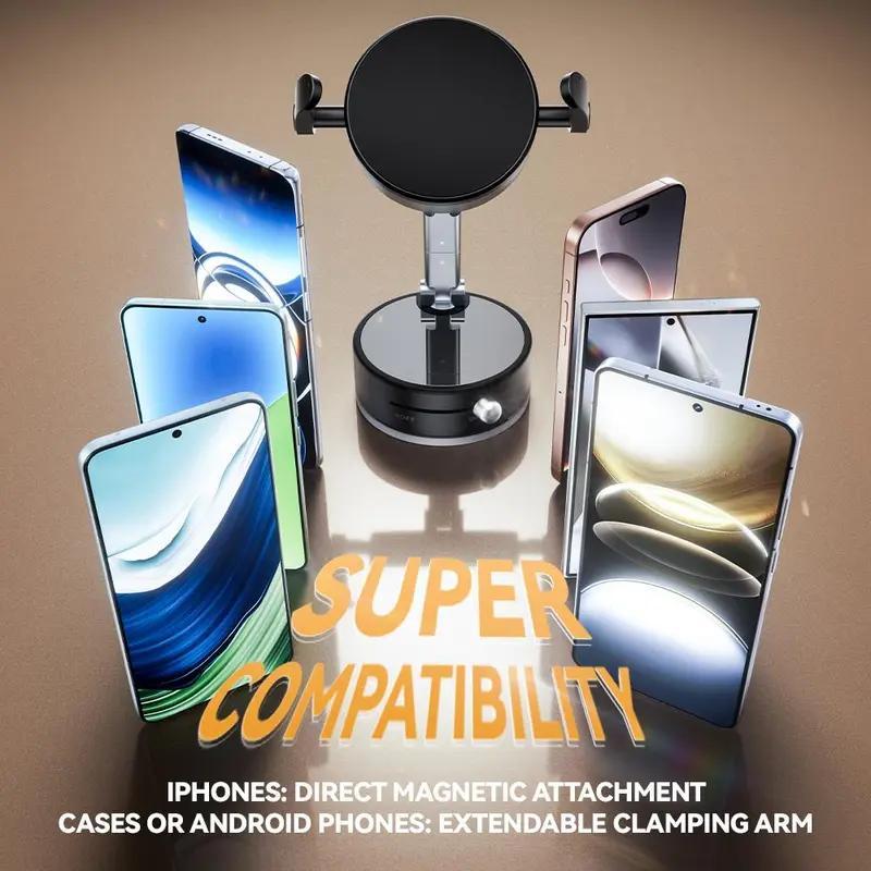 Upgraded Wireless Magnetic 360 Degree Rotating Adjustable Folding Car Phone Holder Strong Suction Power Is Suitable For Magsafe And All Smartphones - 5 - CJ