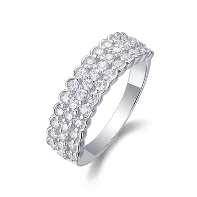 1Multi - row Diamond Ring Luxury Fashion Set Moissanite Silver Ring Prohibit Tk Sales - 5 - CJ