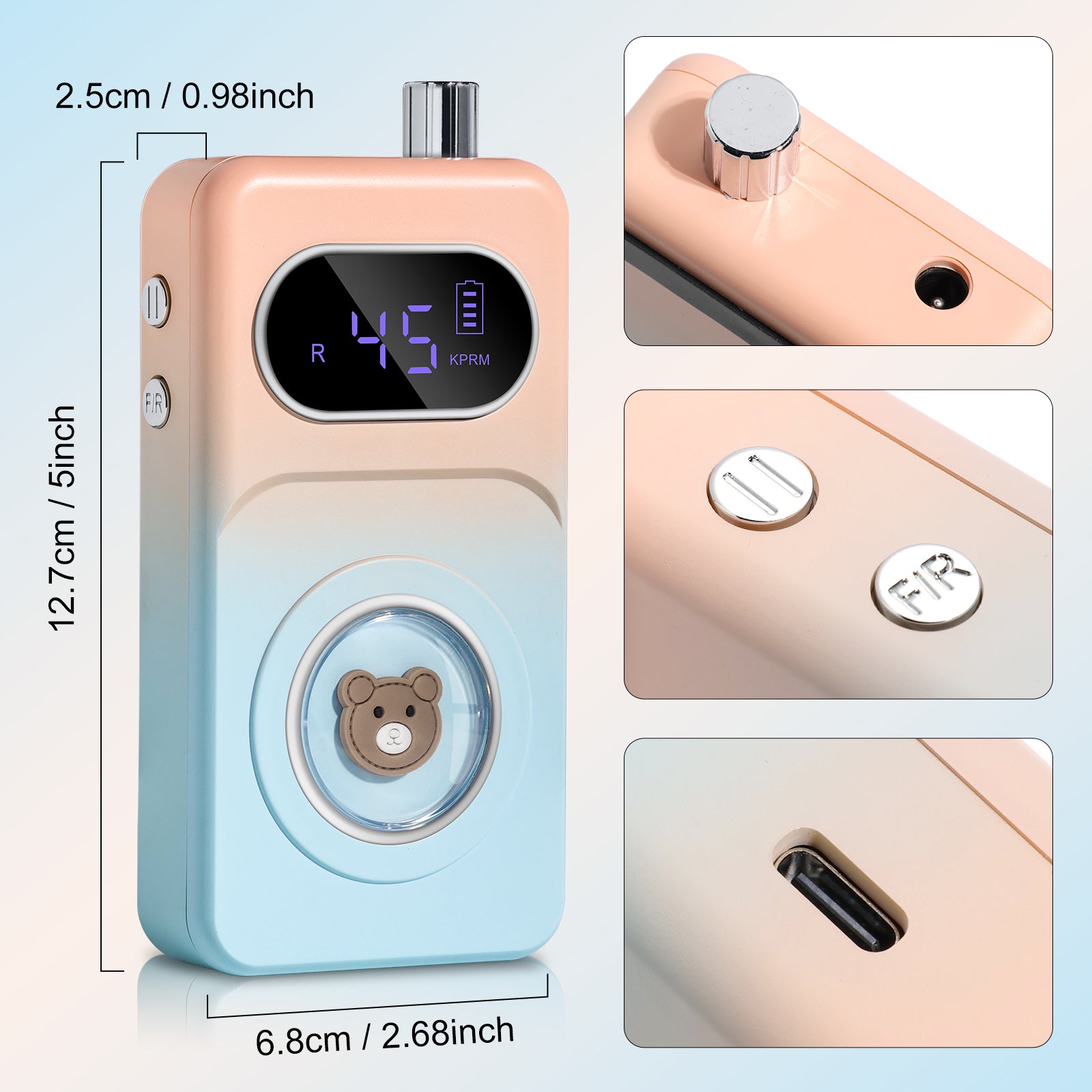 Professional 45000RPM Portable Electric Nail Drill Kit, Rechargeable Nail Electronic File Machine, Electric Nail Polishing Machine With Drill Head And Base, Nail Drill For Acrylic Nails, Nail Gel, Fem - 5 - CJ