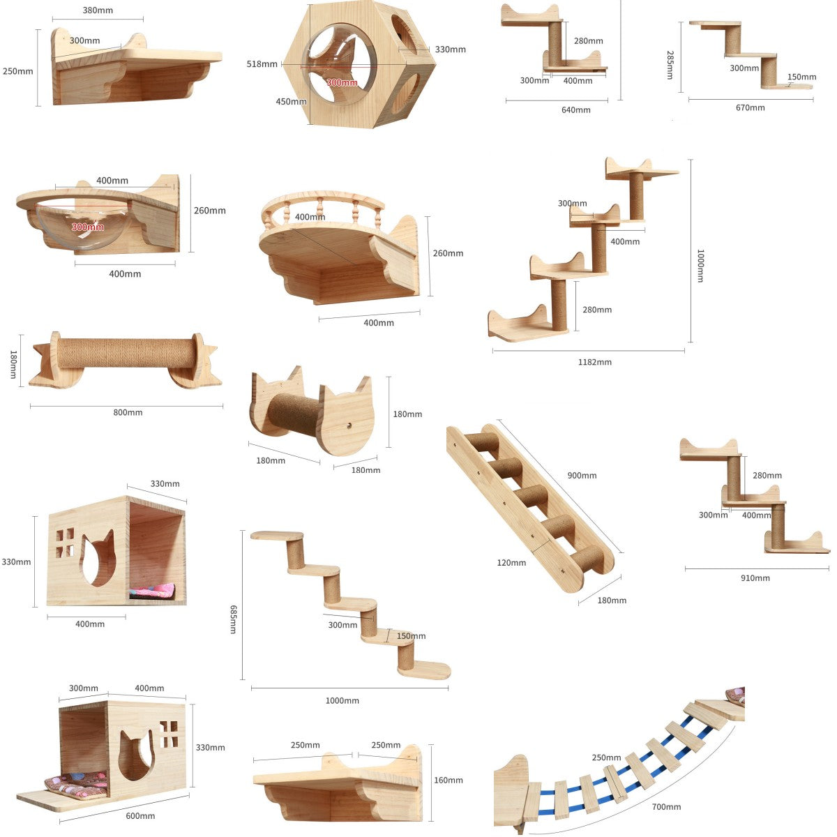 Pet Cat Climbing Frame Wall Type Solid Wood Wall Hanging Platform Ladder Pets Accessories - 0 - CJ - Package1 - CJJT148790318RI