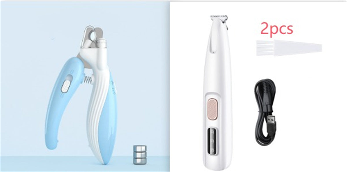 Pets Dog Paw Trimmer With LED Light Fully Waterproof Pet Hair Trimmer With LED Display Dog Clippers For Grooming Widen Blade - 0 - CJ - White set1 - CJMY206336004DW