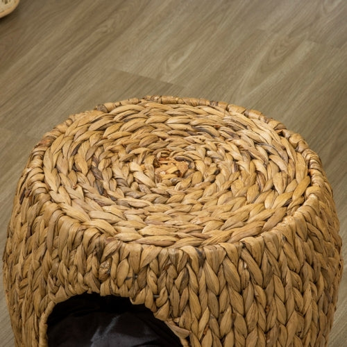 PawHut Wicker Cat Bed Cat House Stool With Washable Cushion, 44 X 43 X 41cm - 5 - cjdroshippping