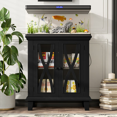 20 - gallon Aquarium Rack With 4 AC Outlets And 2 USB Outlets, Farmhouse - style Decorative Aquarium Rack Furniture With Adjustable Shelves 10 - 20 Gallon Reptile And Turtle Rack With Cabinet Storage Space - 5 - cjdroshippping