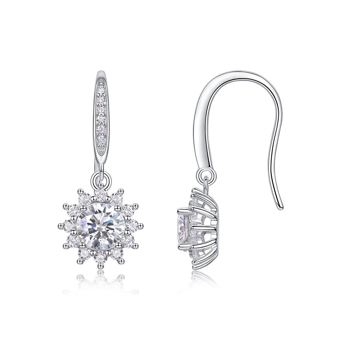 1Qingcheng - A Fashionable And Luxurious Diamond Jewelry Accessory Set With Half-carat Moissan Diamond S925 Sterling Silver And Platinum-plated Stud Earrings Prohibit TikTok sales