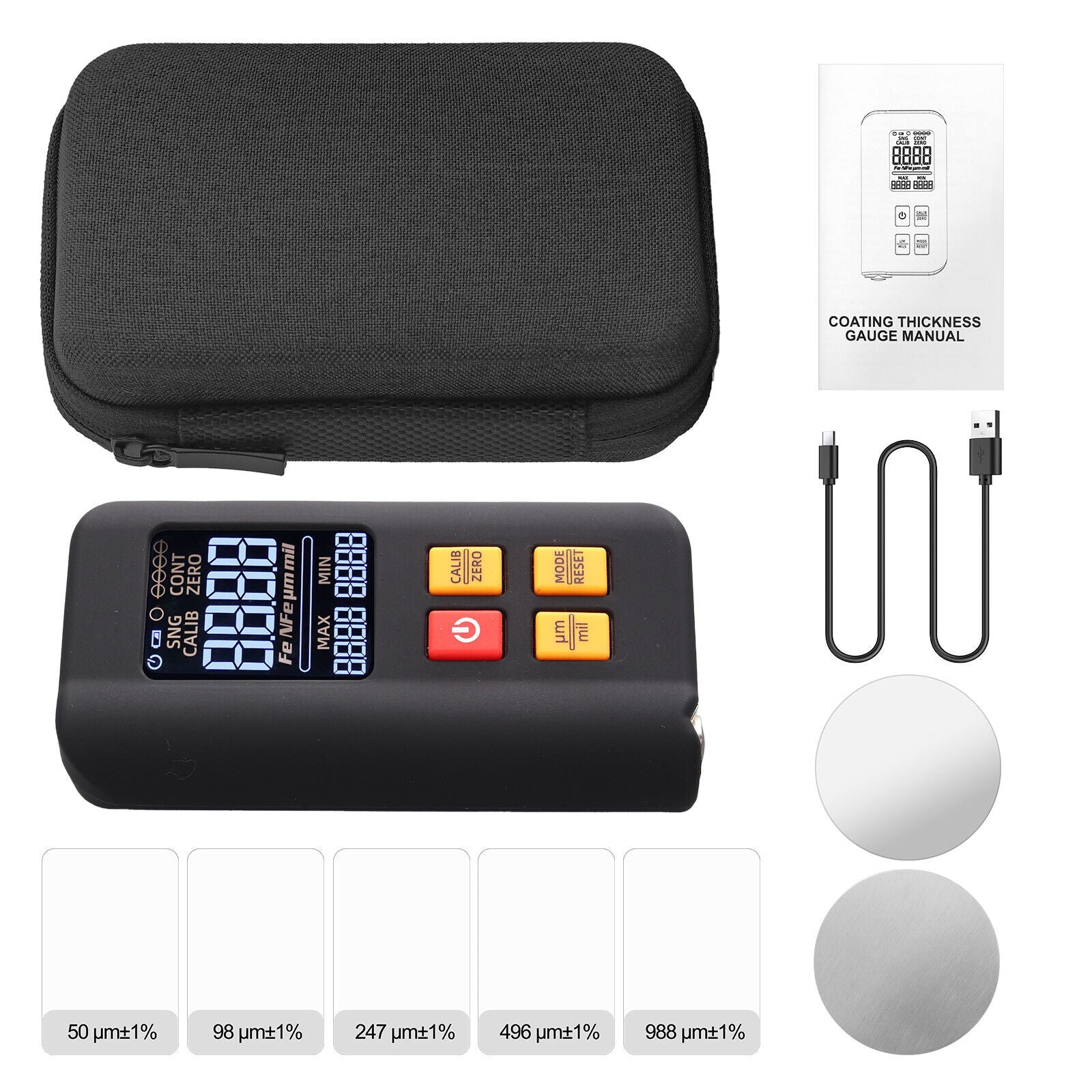 LCD Digital Thickness Gauge Car Coating Paint Film Depth Tester Fe NFe Probe - 5 - CJ
