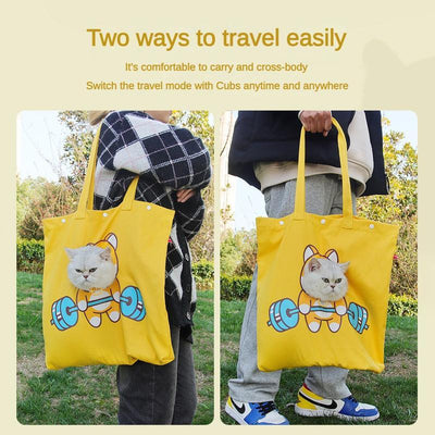 Pet Canvas Shoulder Bag, Cute Animal ShapedCat Carrier Canvas Bags,Portable Pet CanvasTote Chest Bag That Can Expose Head,OutdoorTravel Pet Carrier For Cats Dogs Pet Supplies - 5 - CJ