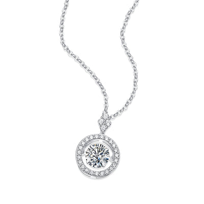 1Touch - A Fashionable And Trendy Jewelry Necklace Pendant Set With 1 - carat Moissanite S925 Sterling Silver And Platinum Plating Prohibit Tk Sales - 5 - cj