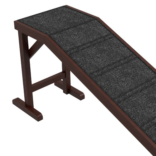 PawHut Dog Ramp For Bed, Pet Ramp For Dogs With Non - Slip Carpet And Top Platform, 74 X 16 X 25, Brown - 5 - CJ