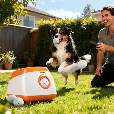 Automatic Dog Ball Launcher with 26 - 79 FT Distance, Automatic Ball Launcher for Medium and Large Dogs, Orange - 5 - CJ