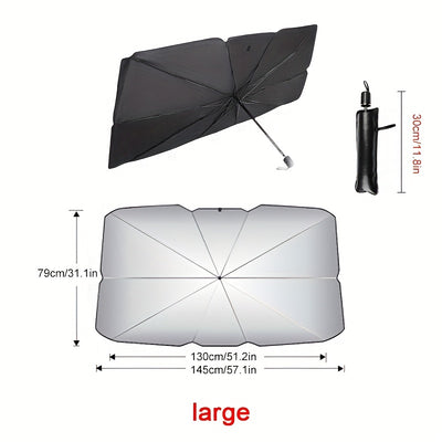 Foldable Car Windshield Sunshade Umbrella, Keep Vehicle Cool, Block UV Rays Protect Car Interior, Easy To Store And Use Heat Reduction, UV Protection, Easy Install - Universal Fit, Durable Material - 5 - CJ