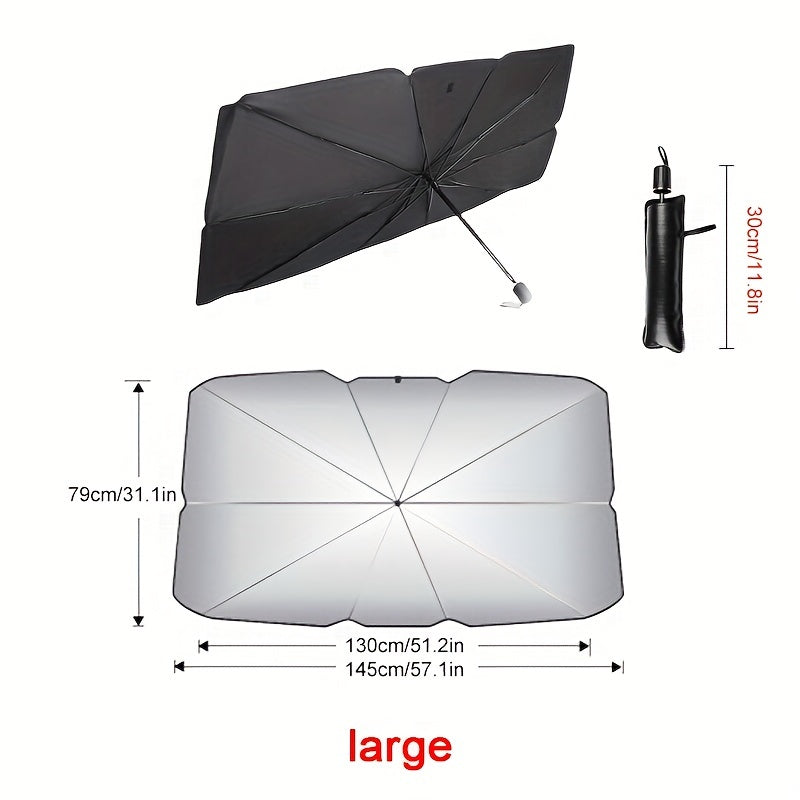 Foldable Car Windshield Sunshade Umbrella, Keep Vehicle Cool, Block UV Rays Protect Car Interior, Easy To Store And Use Heat Reduction, UV Protection, Easy Install - Universal Fit, Durable Material - 5 - CJ