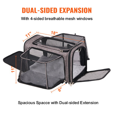 Cat Carrier With Wheels, Airline Approved Rolling Pet Carrier With Telescopic Handle And Shoulder Strap, Dog Carrier With Wheels For Pets Under 25 Lbs, With 1 Folding Bowl, Grey - 5 - CJ