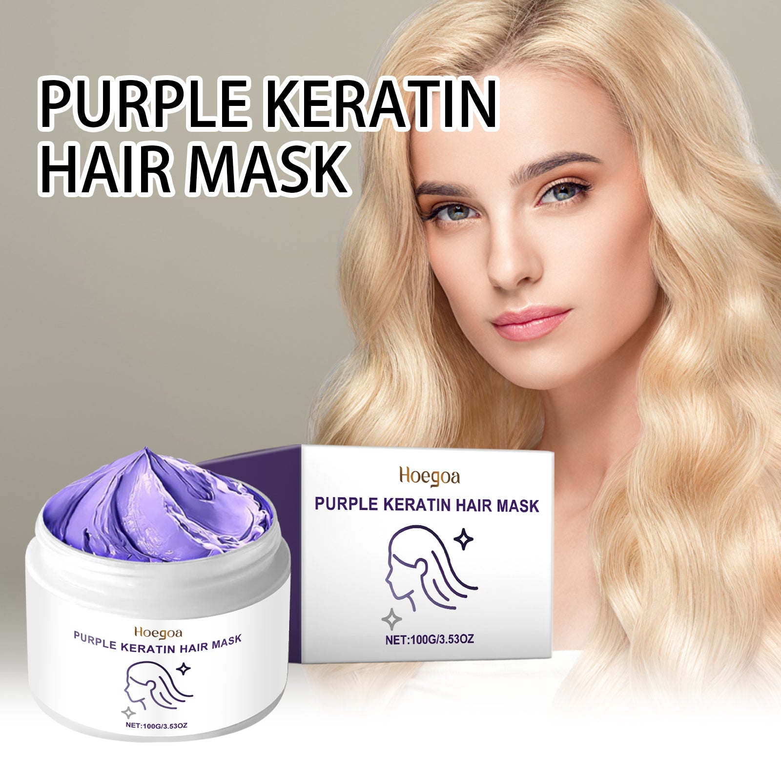 Hoegoa Keratin Purple Hair Mask Nourishing Moisturizing For Dry And Frizzy Hair Smooth And Shiny Care Mask - 5 - CJ