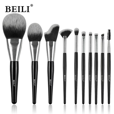 Beili Christmas Gift Makeup Brush Set Of 10, Kabuki Brushes With Synthetic Hair For Foundation, Concealer, And Eyeshadow. - 5 - CJ