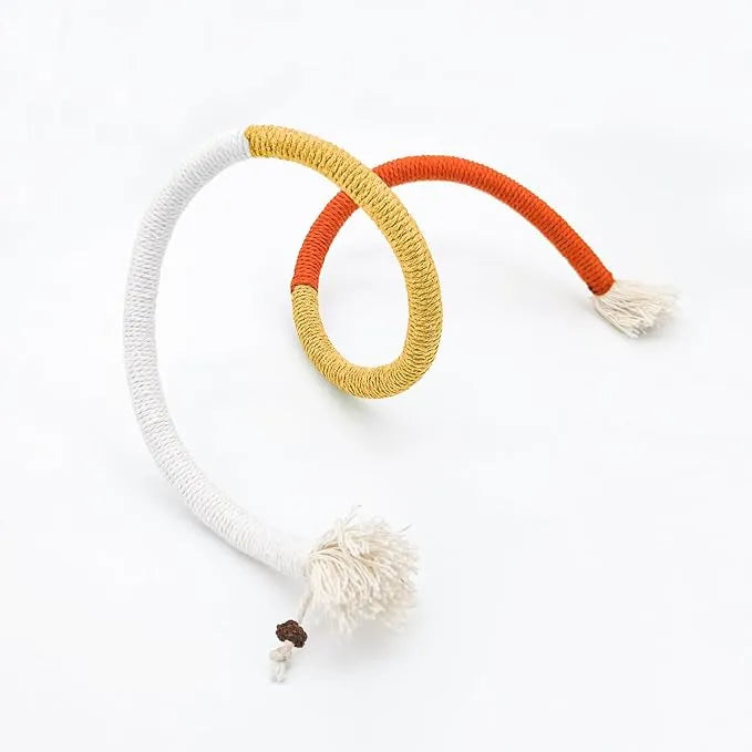 Cotton Rope Toys, 27.55Inches Color Blocking Cotton Rope Toys, Safe Cat Toys Teething Chew For Boredom And Stimulating - 5 - CJ