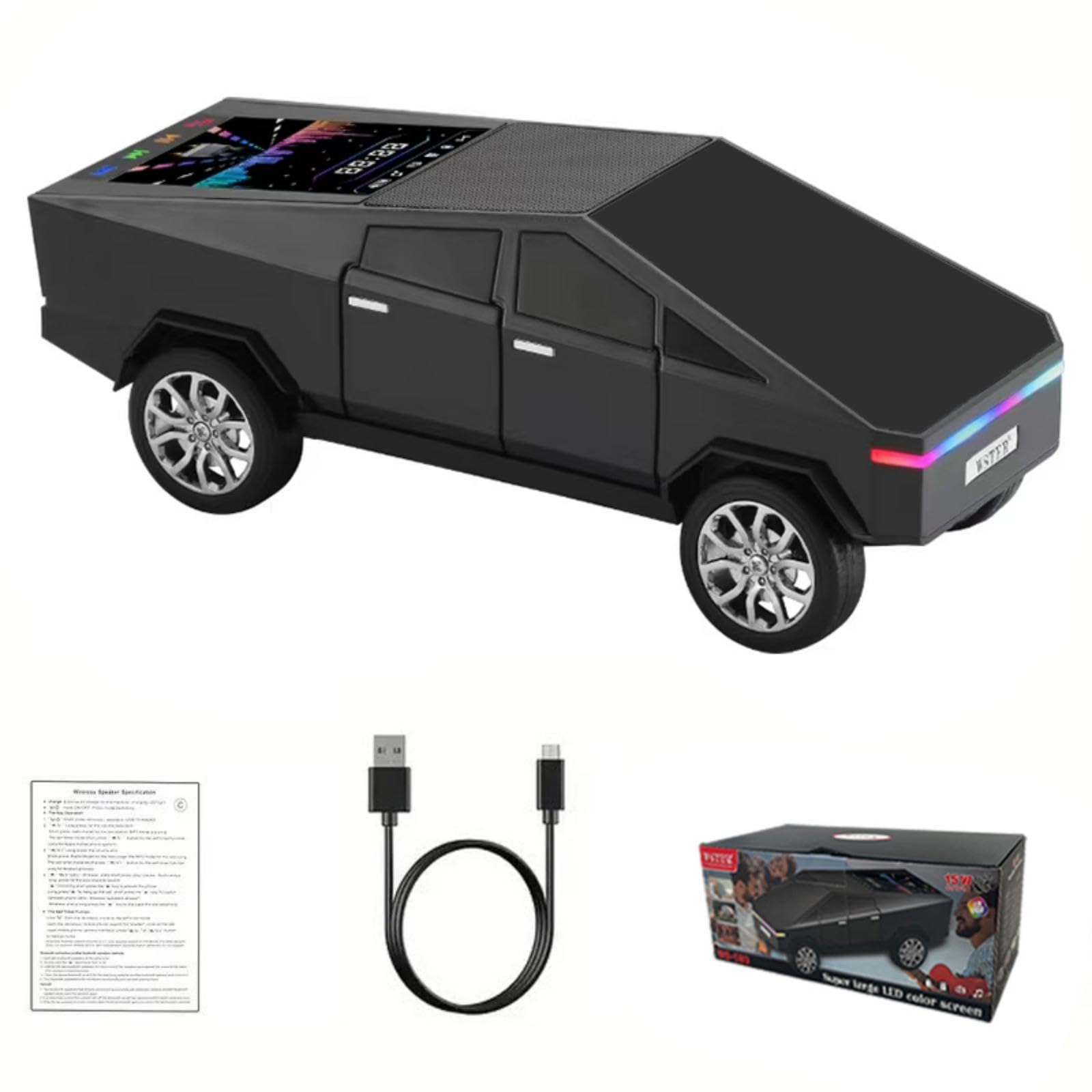 WS - 580 Bluetooth Pickup Truck Portable Speaker With Display, High - definition Sound, TWS Pairing, FM Radio, Built - in Microphone For Hands - free Calls, A Surprising Gift For Car Enthusiasts - 5 - CJ