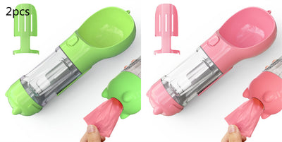 Pet Water Bottle Feeder Bowl Garbage Bag Storage Portable Pet Outdoor Travel 3 In 1 Dog Water Bottle - 0 - CJ