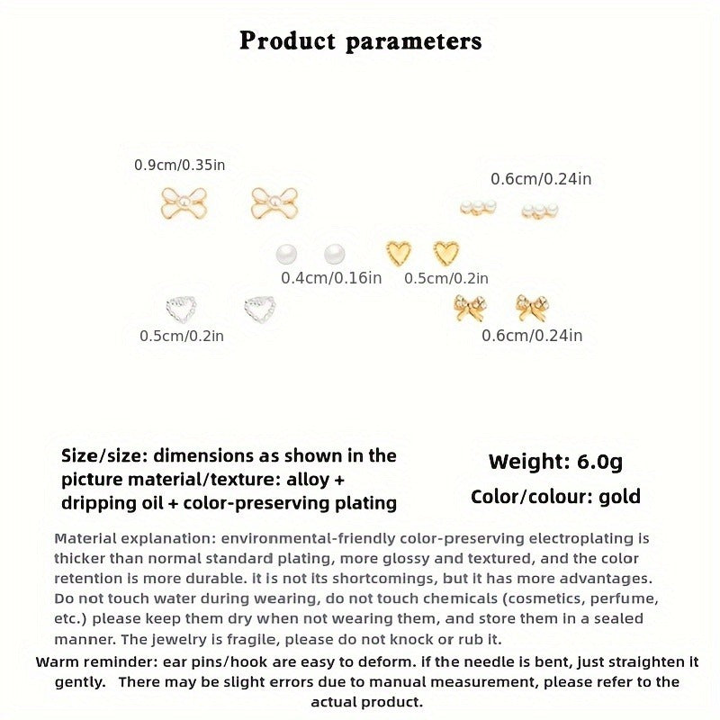 6 - piece Set Of High - end And Simple Stud Earrings - 5 - CJ