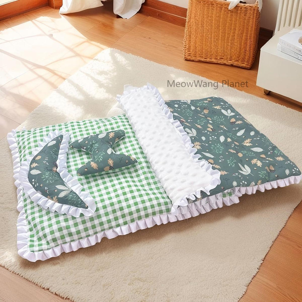 Pet Bedding Set Handmade Premium Quality Cozy 4 Piece Warm Pet Bed Set Ultra Soft Blanket Plush Cushion Non Slip Mat Lightweight Quilt For Cats Small Dogs Cat Lounger Cat Bed Cat Couch Cat Blanket Dog