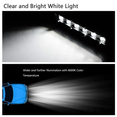7" LED Light Bar Single Row Offroad Spot Lights 18W Ultra Slim Straight Work Light For Trailer Truck Bus Boat - 5 - cjdropshipping