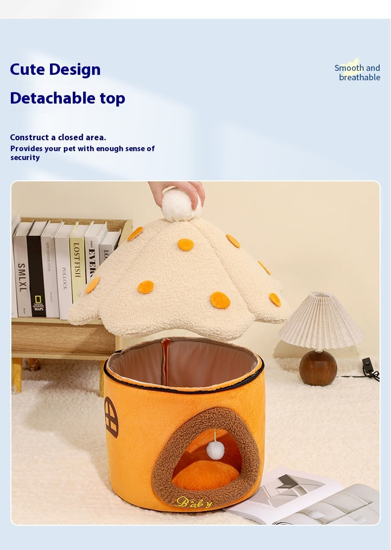 Removable Mushroom House Cat Nest Pet House Puppy - 0 - CJ
